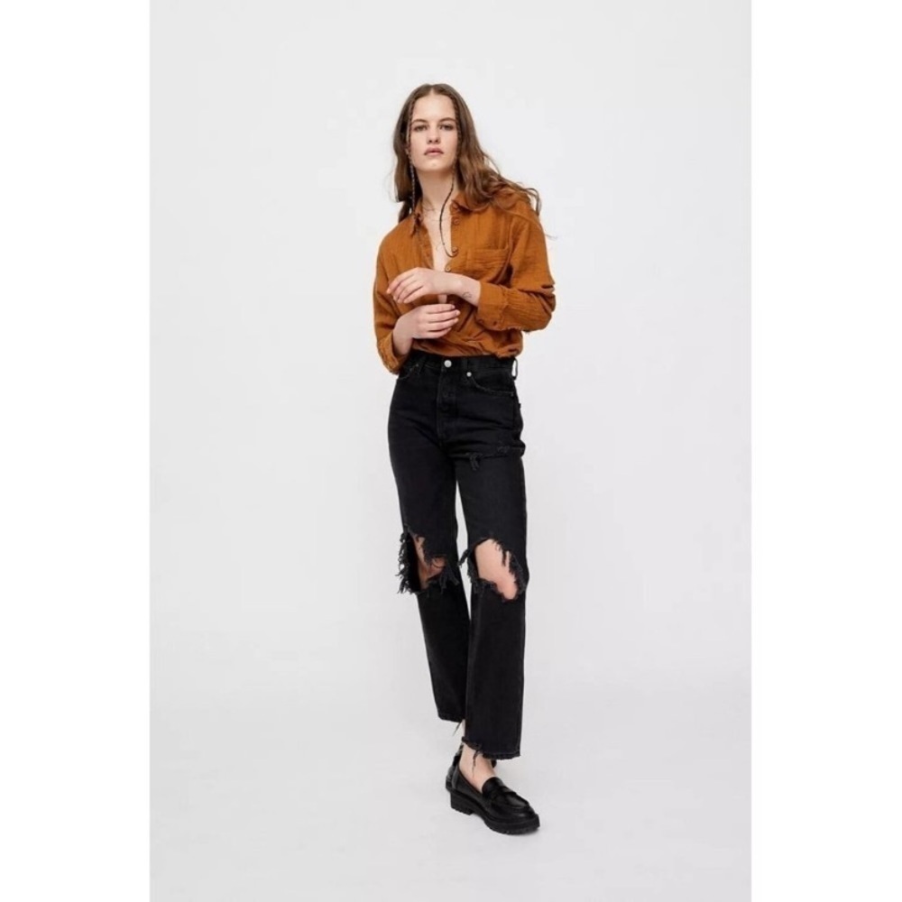 Urban Outfitters BDG Black High Waisted Relaxed Straight Leg Jeans, Size 26